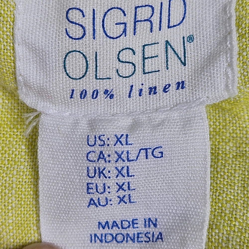 Sigrid Olsen Yellow 100% Linen Button Front Shirt… - image 3